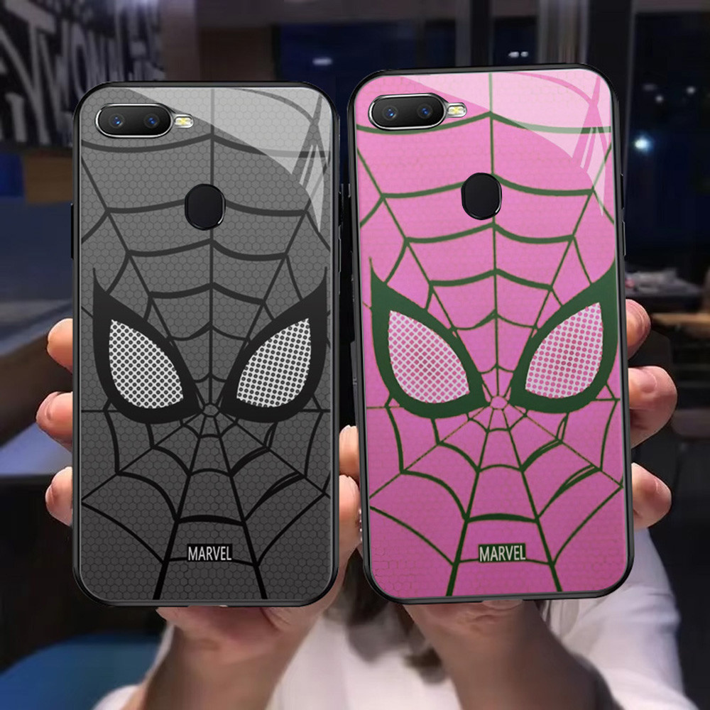 O-75 Spider-man HD Glass Casing สําหรับ OPPO A12S F9 F5 A12 A7 A5S F7 Realme 2 A11K Pro