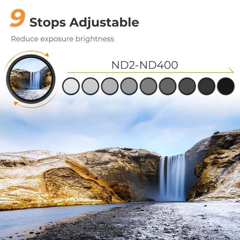 ▥ K & F Nd2-Nd400 Concept Fader VARIABLE ND Filter 37/43/49/52/55/58/67/77/82Mm ตัวกรองเลนส์กล้