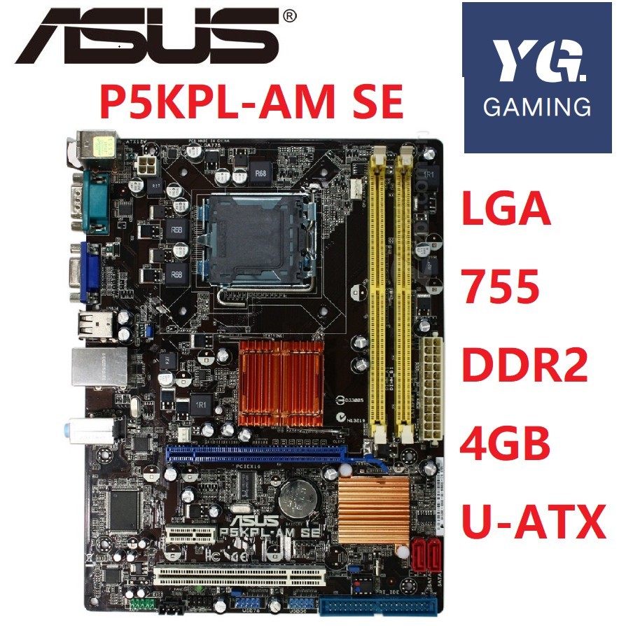 ในสต็อก Asus G31M P5KPL-AM SE เมนบอร์ดเดสก์ท็อป G31 ซ็อกเก็ต LGA สําหรับ 775 Core Pentium Celeron DD