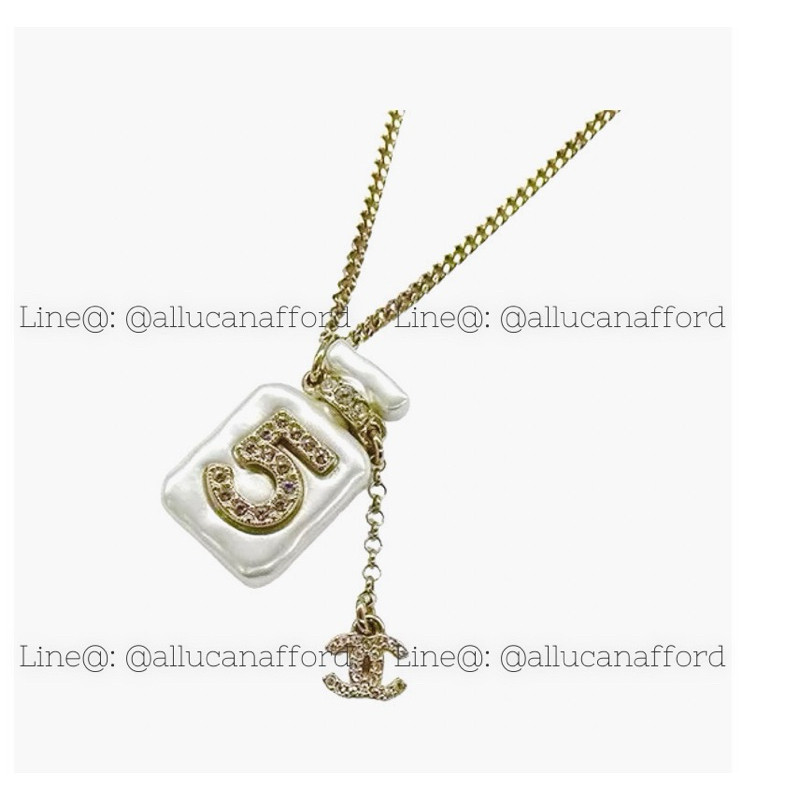 New Chanel Necklace Crystal Perfume Bottle Pendant GHW