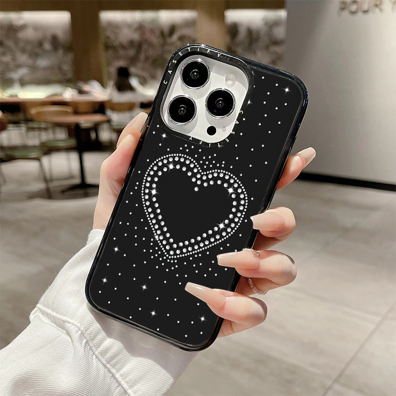 Pearl Loving Heart ไร้สายชาร์จแม่เหล็กสําหรับ IPhone 11 14 15 16 Pro Max 12 13 Pro Max ฝาครอบ 14 15 16 PLUS ซิลิโคนนุ่มกันชนใสกันกระแทกปลอก