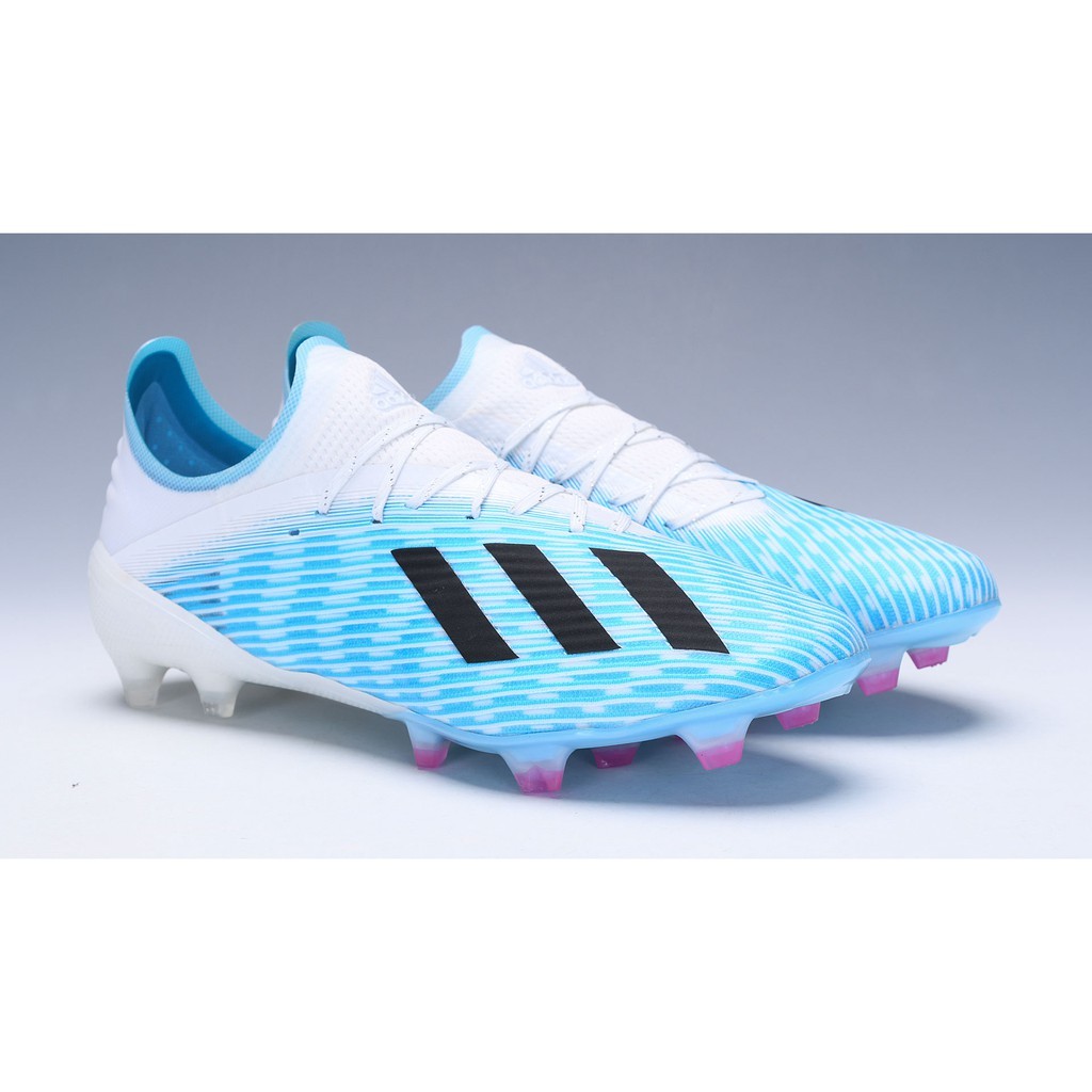 ในสต็อก Adidas X19.1 ถักกันน้ําหยกสีขาวรองเท้าฟุตบอล FG