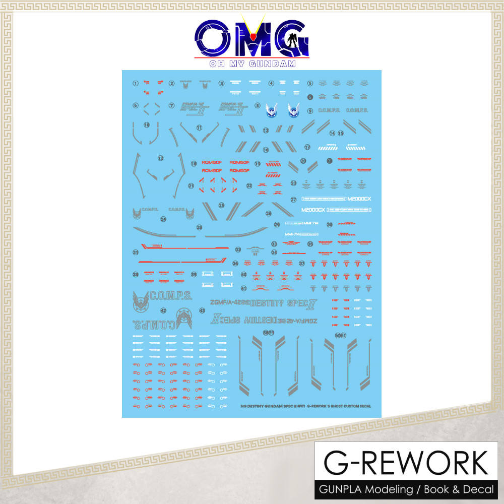 G-Rework HG Destiny Gundam Spec II Water Decal CD-H224 G Rework HGCE Destiny Spec II & Zeus Silhouet