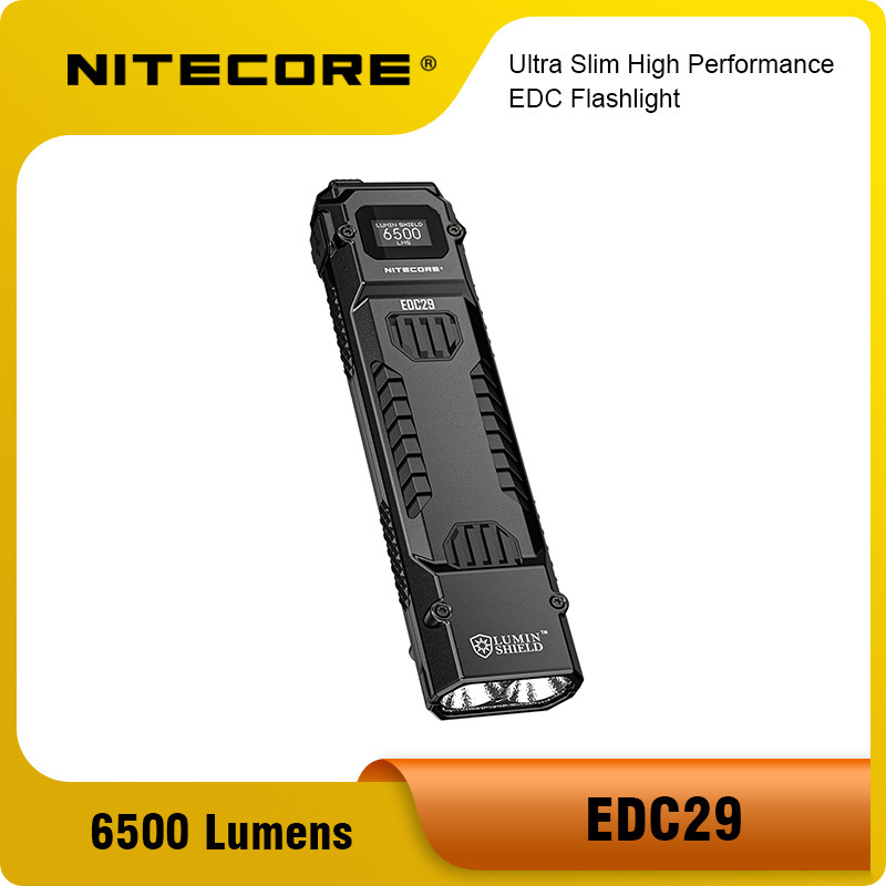 ส่วนลดเวลาจํากัด EDC29 ไฟฉาย Led 6500lumens Ultra Slim EDC ไฟฉายชาร์จ USB-C,บรรจุภัณฑ์ภายนอกจีน