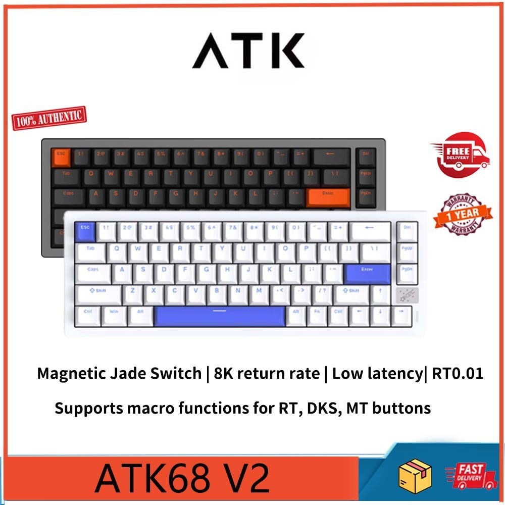 Atk68 V2 e-sports คีย์บอร์ดแกนแม่เหล็กแบบกําหนดเอง, เวลาแฝงต่ํา, อัตราคืน 8K, อลูมิเนียม CNC ทั้งหม