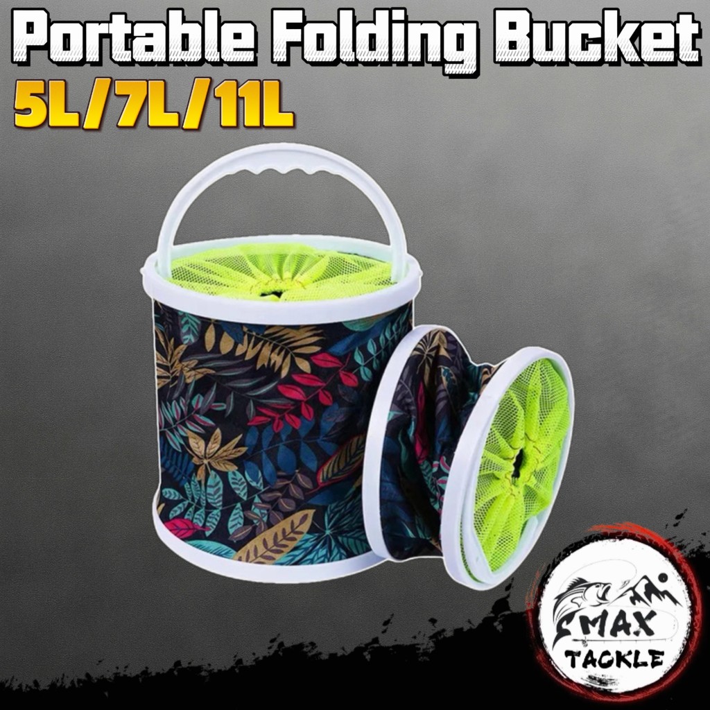 ถังน้ําพับได้ 5L/7L/11L Pail Baldi Lipat ล้างรถ Cuci Kereta ตะกร้าตั้งแคมป์กลางแจ้งตกปลาปิคนิค BAG00