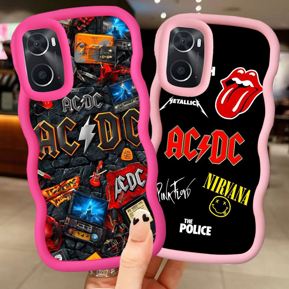 MERAH Z-58 ACDC Band สีแดงสีดําสีชมพูปลอกสําหรับ OPPO A76 A96 A36 K10 Realme 9i