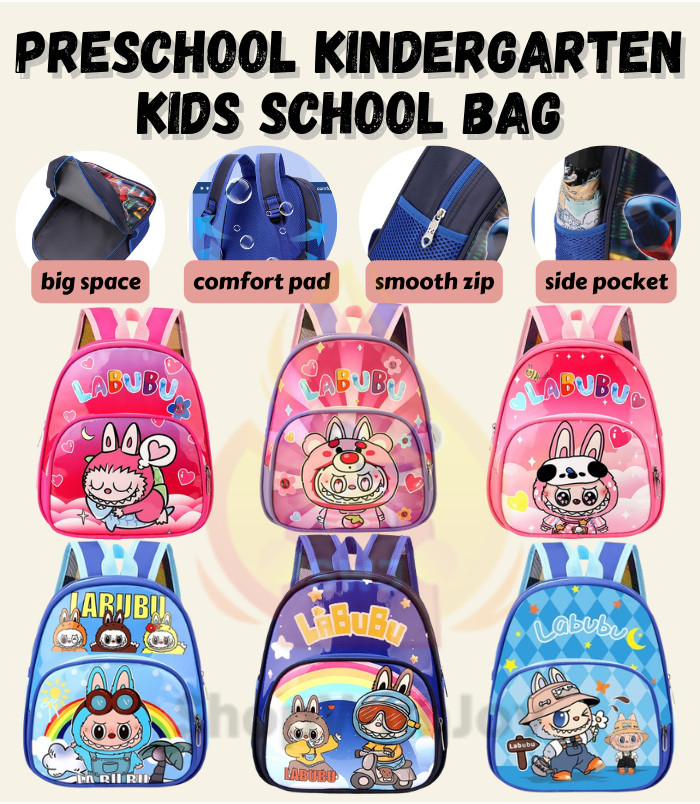 ShopWithJoyPreschool Kids Children Nursery School Bag Labubu โรงเรียนอนุบาลกระเป๋าเป้สะพายหลัง Beg S
