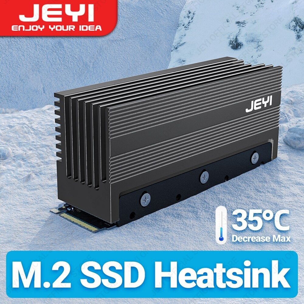 JEYI M.2 2280 SSD ฮีทซิงค์, NVMe NGFF Heavy Duty Full Aluminium Convective Heat Sink, Passive Cooler