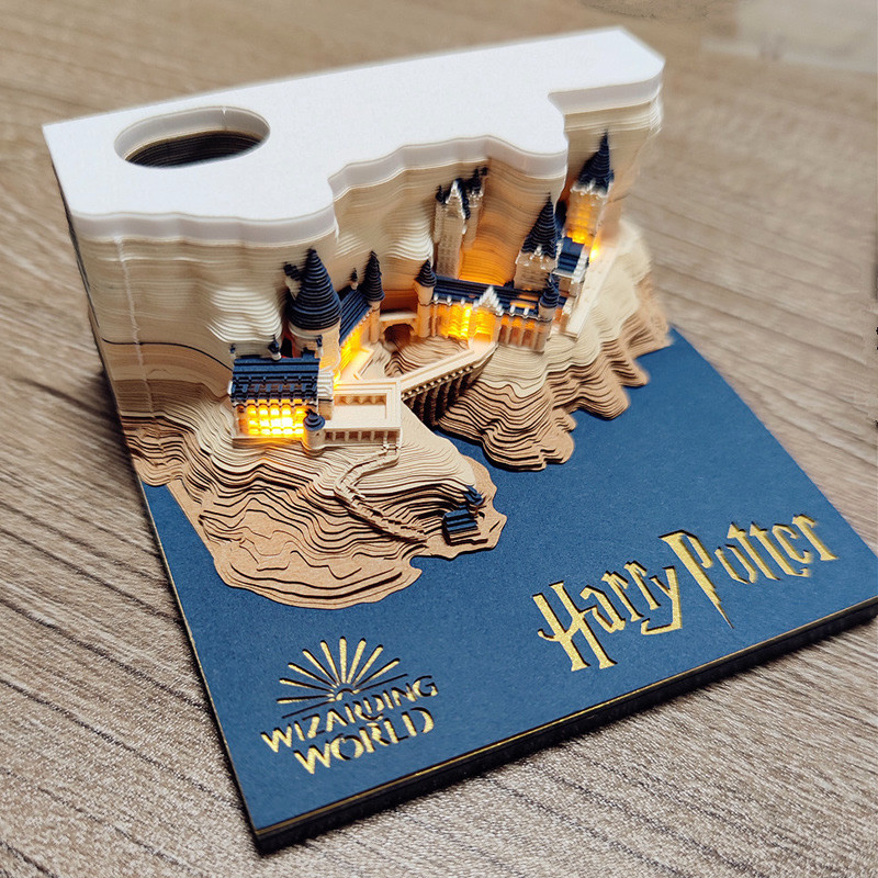 Harry Potter Post-it Notes กระดาษฉีกขาดด้วยมือแกะสลักปฏิทิน 3D สามมิติรุ่นสาวของขวัญสร้างสรรค์ของขว