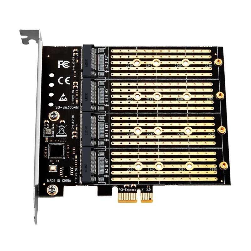 ▥ Chi A Mining PCIE To M2 PCI Express X1 3.0 4 พอร์ต B คีย์ NGFF SATA SSD อะแดปเตอร์ Pci-E M.2