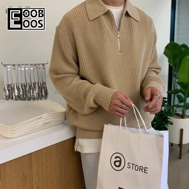 ♞Chaogongfang เสื้อกันหนาว คอปก มีซิป สไตล์เกาหลี cvb