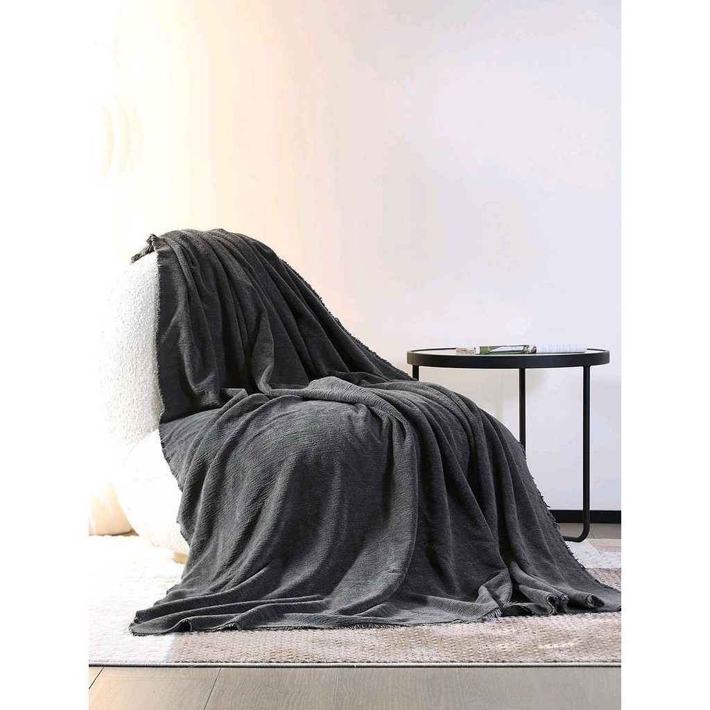 Modern minimalist black suede leather throw blanket bed towel tail bed decorative blanket model room