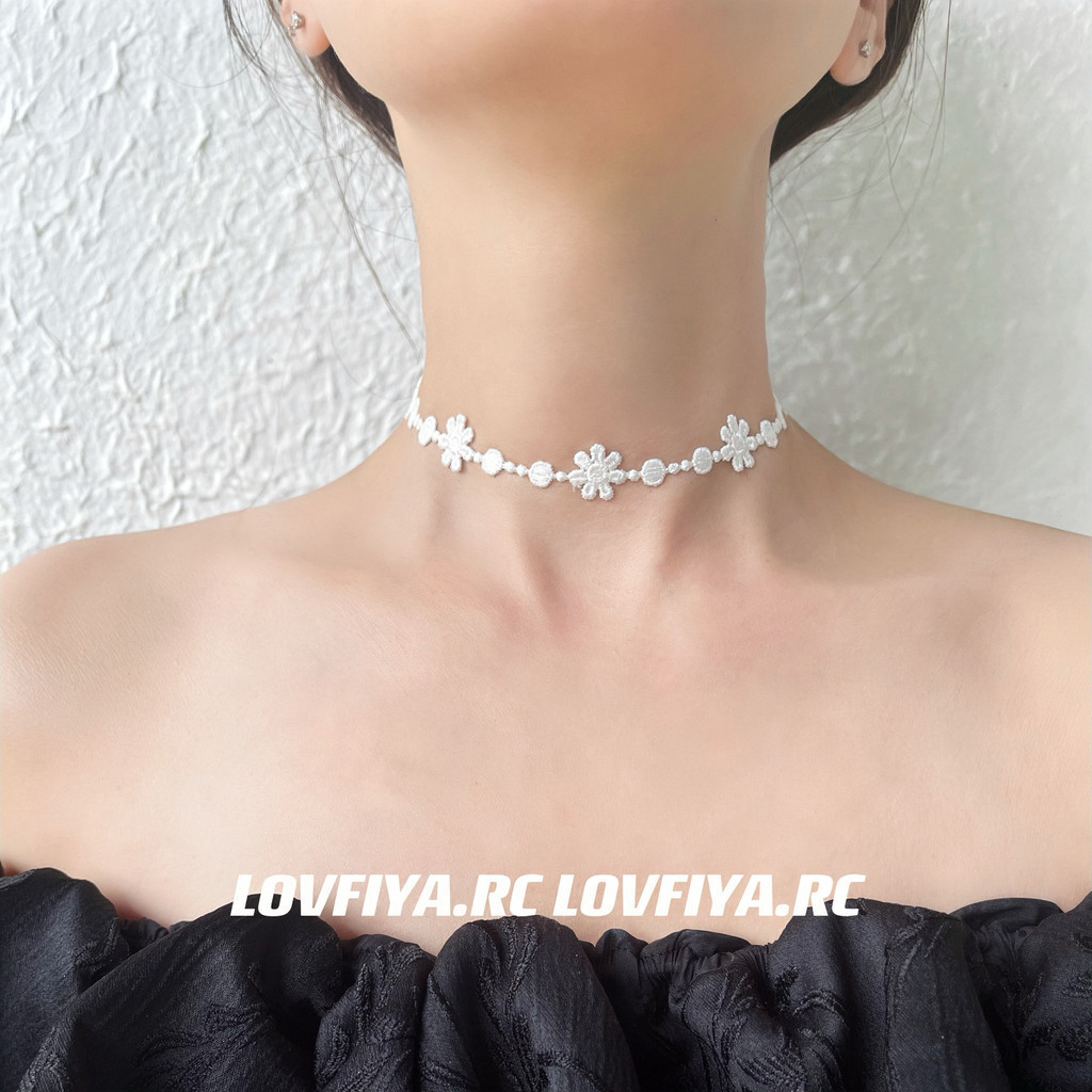 นางสาวCaiเดิมทำด้วยมือลูกไม้สีดำChokerสาวสั้นสายคล้องคอChoker Clavicle Chainอุปกรณ์เสริมคอผู้หญิงอุ