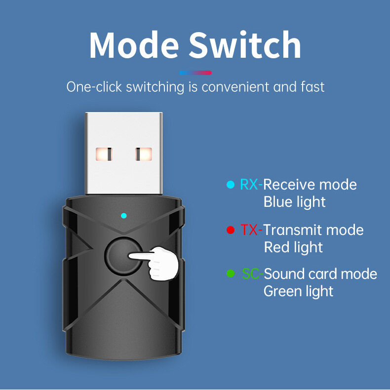 Usb Bluetooth 5.4 Receiver Transmitter 5 In 1 อะแดปเตอร์เสียงไร้สายการ์ดเสียง 3.5 มม.Aux Music สําหรับลําโพงคอมพิวเตอร์ทีวี