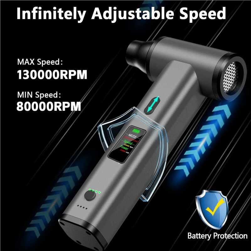 ▥ จอแสดงผล LED 130000 RPM Brushless พัดลมไฟฟ้า Air Duster Mini Turbo พัดลมกําจัดฝุ่น Jet Dry Bl