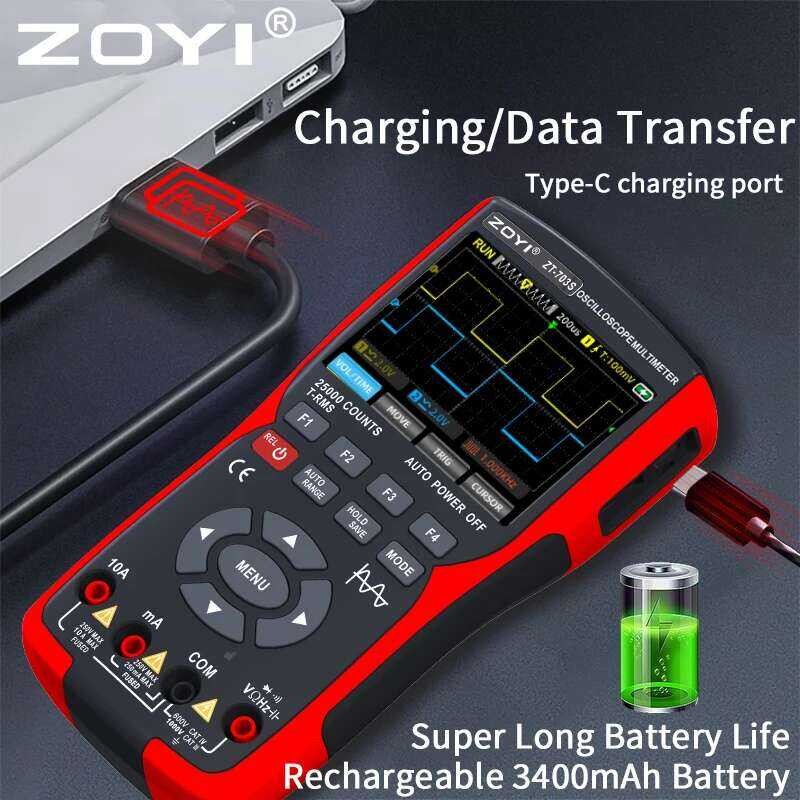 ▥ ZOYI ออสซิลโลสโคปสองช่อง Zt-703S เครื่องกําเนิดสัญญาณมัลติฟังก์ชั่น 3-In-1 ช่างไฟฟ้าความแม่นย