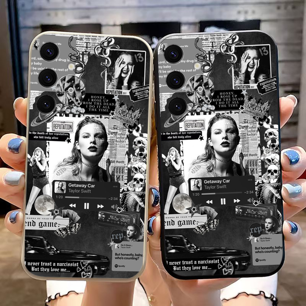 Hot Beauty นักร้อง Taylor Swift C สีสันตรงขอบซิลิโคน TPU เคสโทรศัพท์สําหรับ Samsung S30 S25 S24 S23 