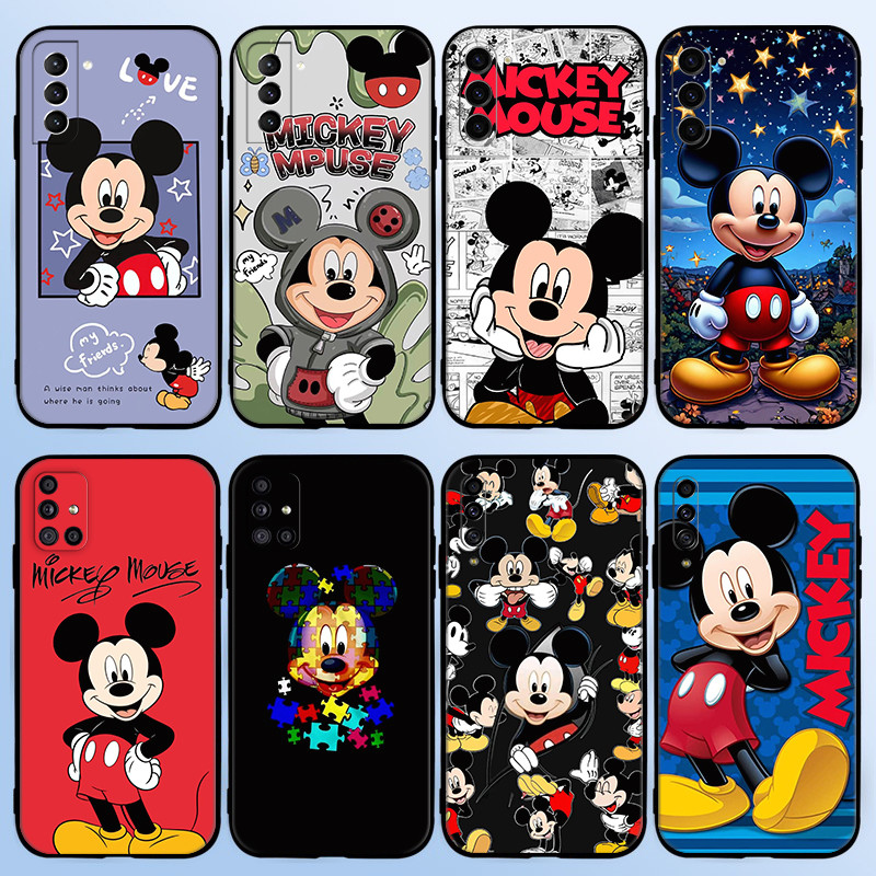 SAMSUNG การ์ตูนน่ารักมิกกี้เมาส์สําหรับSamsung S20 S21 S23 S24 Plus Lite Fe Ultra Blackเคสโทรศัพท์