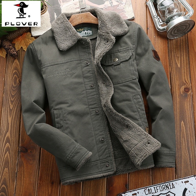 ♞,♘,♙PLOVER เสื้อแจ็กเก็ตกันหนาว บุผ้ากํามะหยี่ขนนิ่ม พลัสไซซ์ สําหรับผู้ชาย vgh