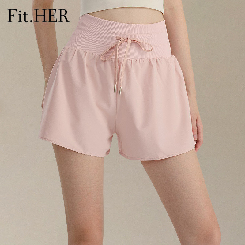 พอดี.ของเธอ กางเกงกีฬาขาสั้นฤดูร้อนส่วนบางของกางเกงสามส่วนระบายอากาศกางเกงออกกําลังกายแห้งเร็วด้านนอกสวมป้องกันแสงสะท้อนกางเกงขาสั้นโยคะเอวสูงหญิ