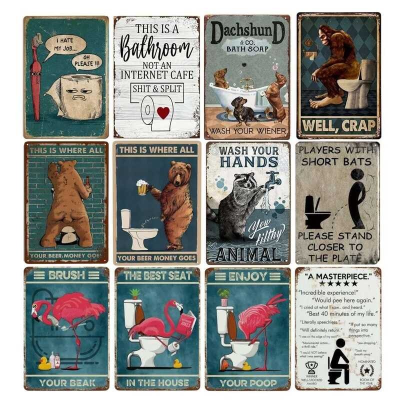 I Hate My Jobs ตลกแปรงสีฟันและกระดาษชําระโลหะดีบุกป้าย Vintage Plaque Decor สําหรับห้องพัก Sence ร้านอาหารบาร์ Art Decor