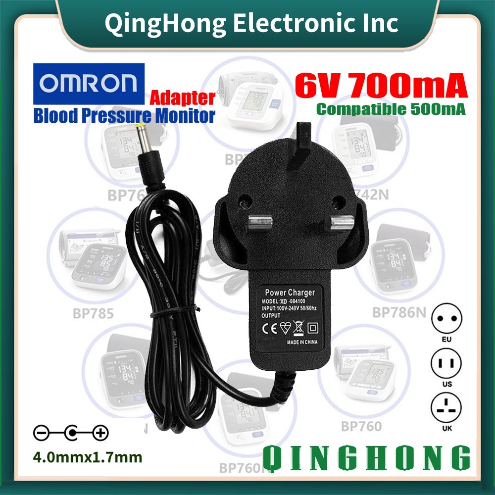 ในสต็อก 6V AC DC Power Supply Adapter Charger สําหรับ Omron HEM-741 HEM-7121 HEM-7130 HEM-712 HEM-71