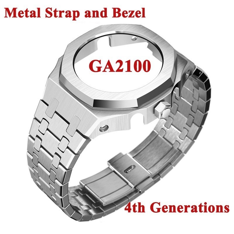 ใหม่ล่าสุด สายนาฬิกาข้อมือ สเตนเลส และกรอบโลหะ พร้อมเครื่องมือ สําหรับ Casio G Shock GA2100 รุ่น 4t