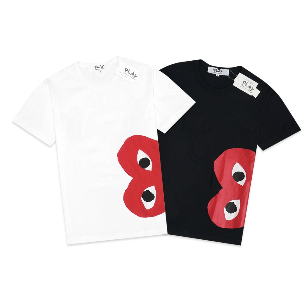 ♞,♘,♙เสื้อยืด Cdg Play Side Half Heart vgh
