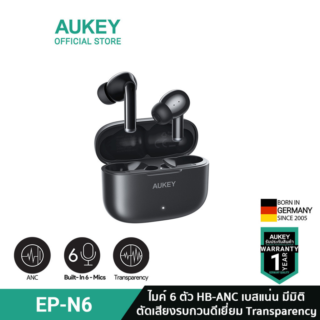 AUKEY EP-N6 Active Noise Cancelling TWS เบสดี หูฟังไร้สาย ANC ตัดเสียงรบกวน รุ่น EP-N6 ++++