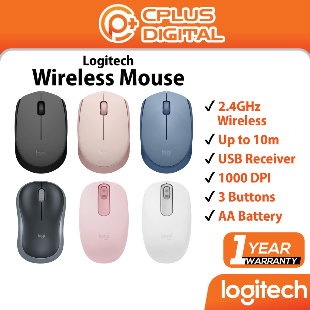Logitech เมาส์ไร้สาย 2.4GHz บลูทูธสูงสุด 10 ม. 1000 DPI AA แบตเตอรี่ B175 M170 M171 M185 M196
