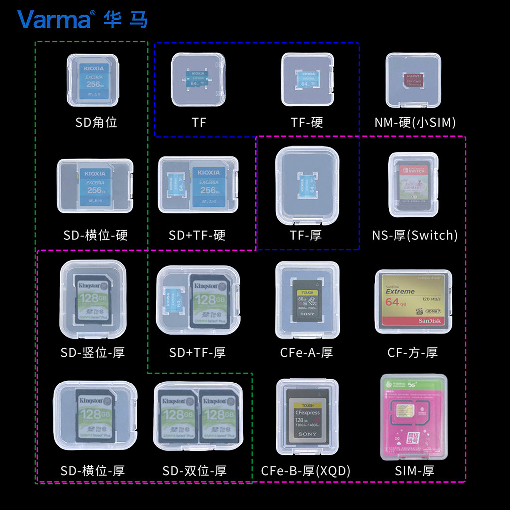 T TF Card Storage Box กล่องการ์ดหน่วยความจํา SD NMsim พลาสติก NS การ์ดเกม CFeA/B กล่องสีขาวขนาดเล็ก PP กล่อง XQD
