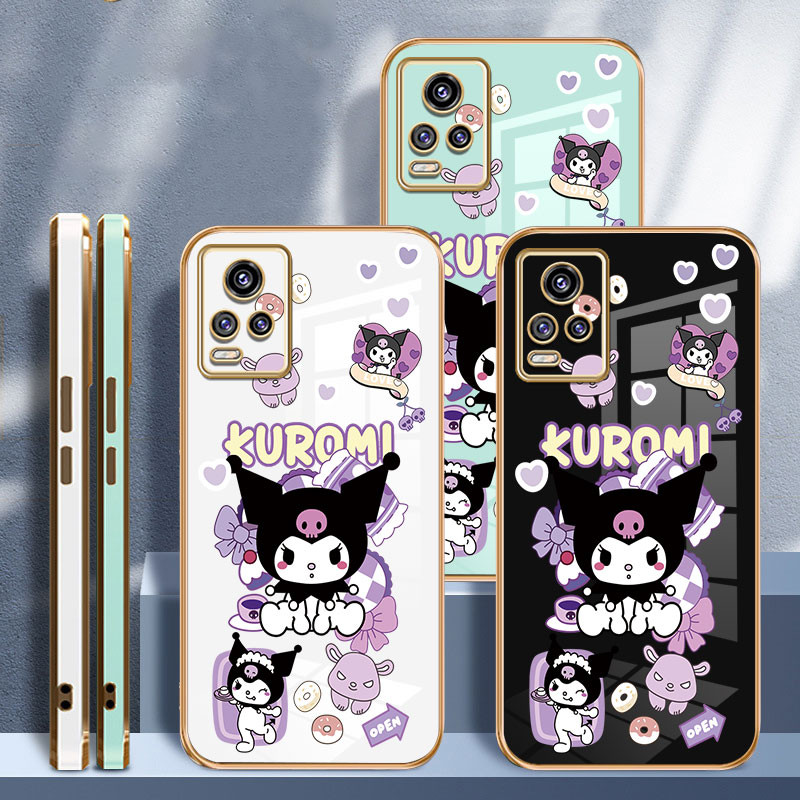หรูหรา 6D ชุบเคสโทรศัพท์สําหรับ VIVO V9 V15 Pro V19 V20 Pro V20 SE V21 V23 / VIVO S1 Pro การ์ตูนน่ารัก Kuromi Monster กันกระแทกปกหลัง