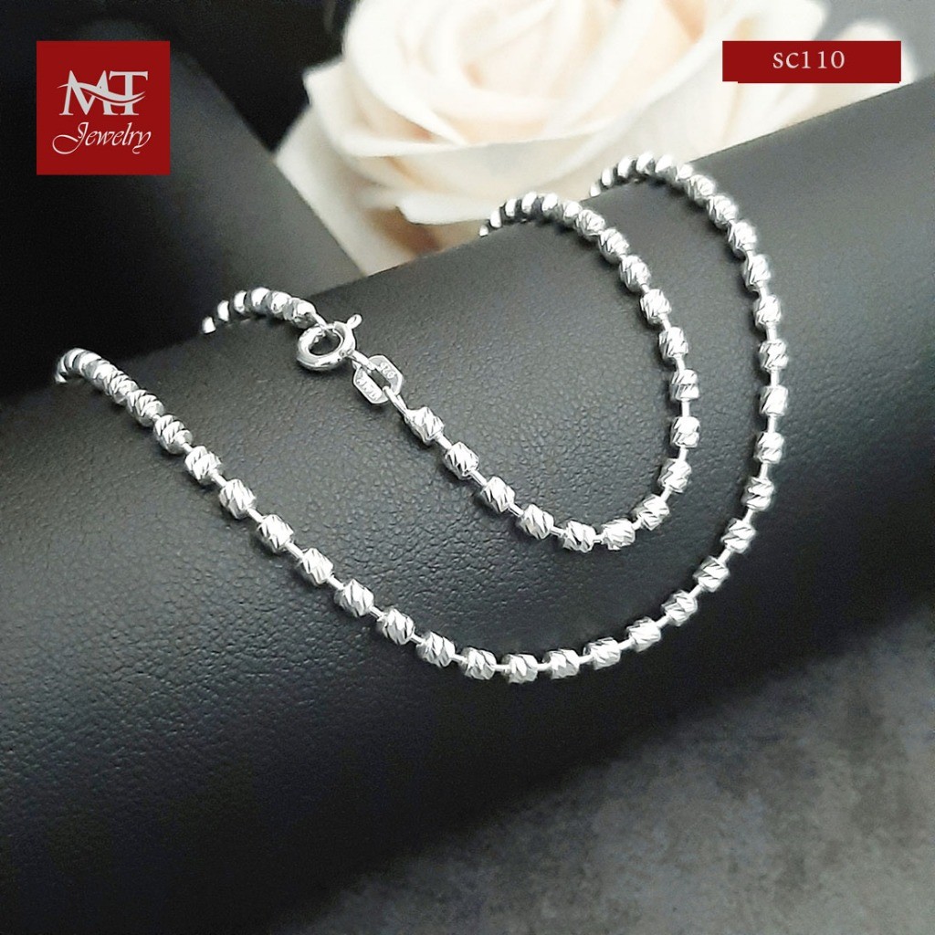 MT สร้อยคอเงินแท้ แท่งตัดลาย งานอิตาลี หนา 2.4 มม. ยาว 16 18 20 นิ้ว Silver Chain (sc110) MT Jewelr