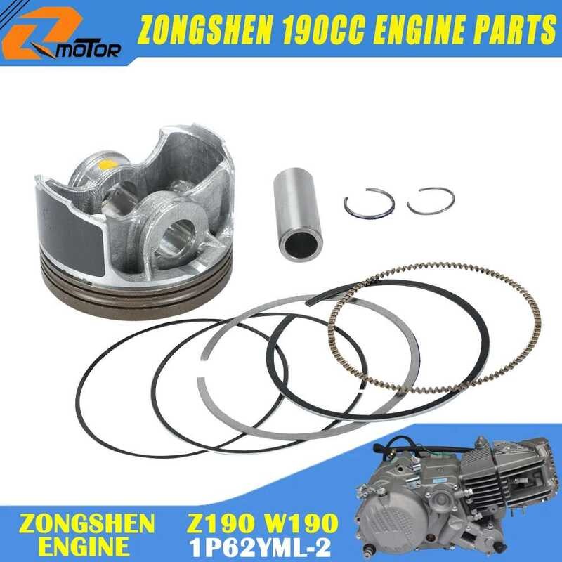 ▥ รถจักรยานยนต์62มม.ลูกสูบและชุดแหวนลูกสูบสำหรับ Zongshen ZS 190Cc Z190 W190 1P62yml-2เครื่องยน