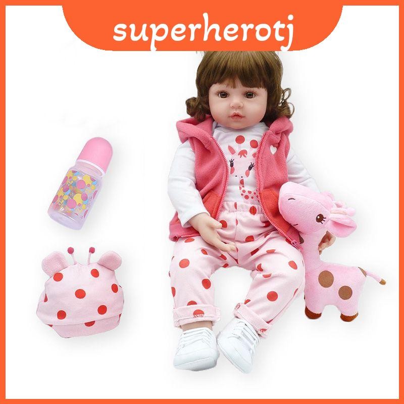 18.9/22.8" Crafted Adorably Baby Reborn Doll With Realistic Brown Eyes Vinyl Soft And