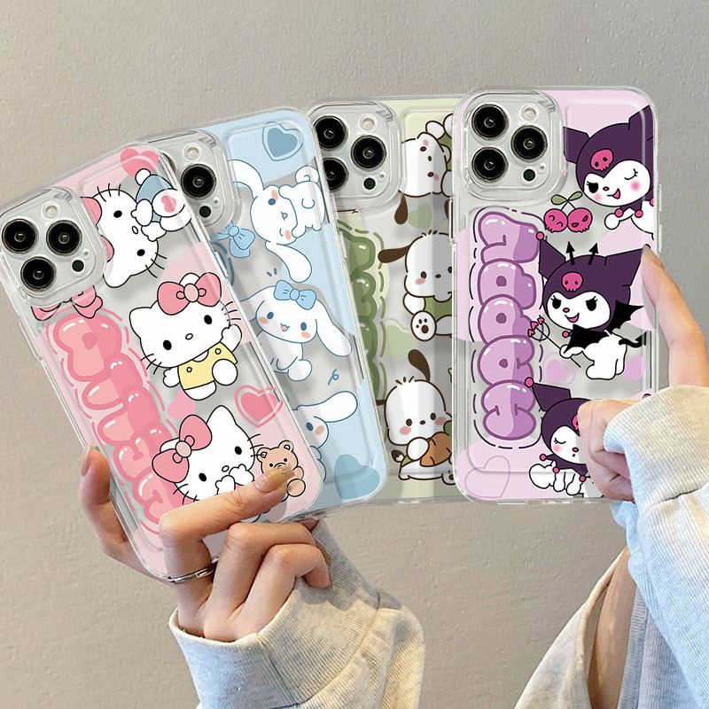 แฟชั่นการ์ตูนน่ารักเคสโทรศัพท์สําหรับsamsung Galaxy A70 A71 A72 A73 A750 A7 2018/Samsung J4 Plus J7 Prime Happy KT Cat Pochacco Kuromi Soft TPU Clear Shell