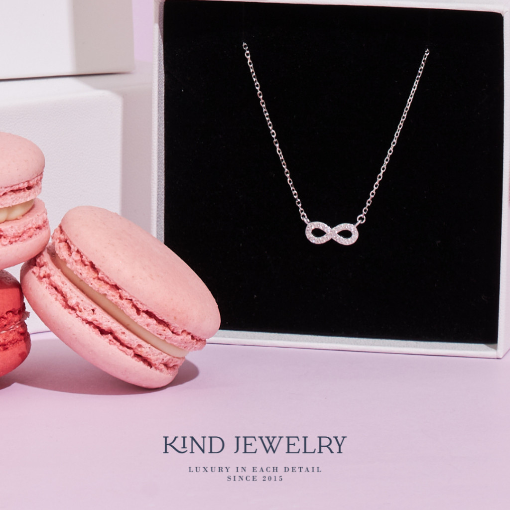 ♞,♘Kind Jewelry สร้อยคอ infinity รุ่นใหม่ ตะขอปรับได้16-18นิ้ว XXS