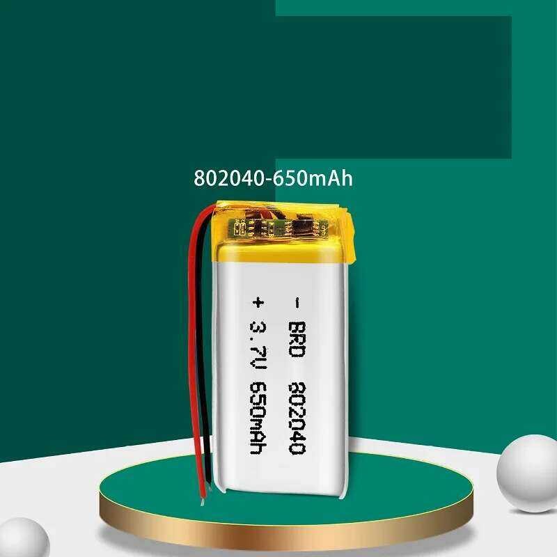 ▥ 802040 3.7V 700Mah แบตเตอรี่ลิเธียมโพลิเมอร์แบบชาร์จไฟได้สําหรับ Mp3 Mp4 GPS LED ของเล่นชุดหู