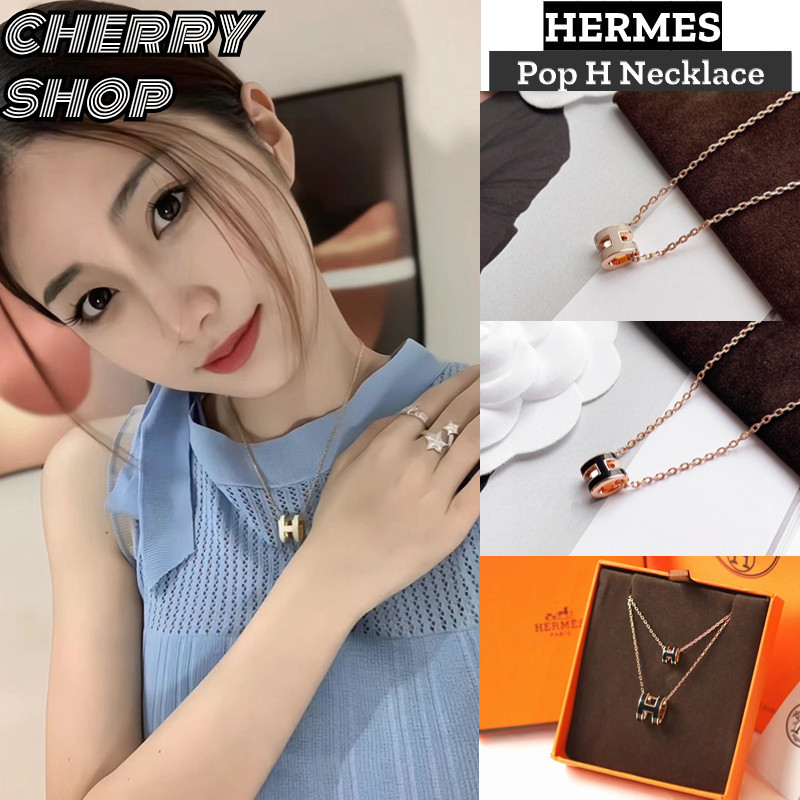 แอร์เมสของ Hermes Mini Pop H Necklace สร้อยคอ Pop H Necklace สร้อยคอผู้หญิง