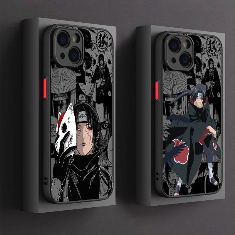 นารูโตะอุจิวะอิทาจิอะนิเมะเคสโทรศัพท์สําหรับIphone 16 Pro 15 11 14 Plus Max 12 13 Mini XS 7 8 SE2020 ซิลิโคนใสFrostedกันกระแทกเกราะปก