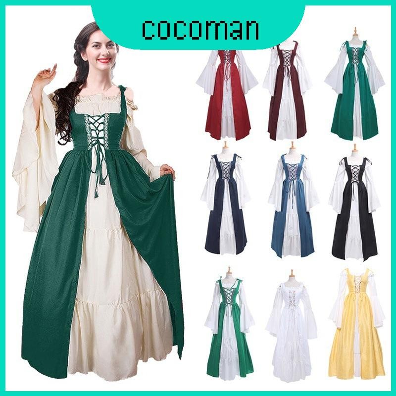Graceful Long Womens Sleeve Renaissance Dress เหมาะสําหรับงานแต่งงานในยุคกลางและงานปาร์ตี้
