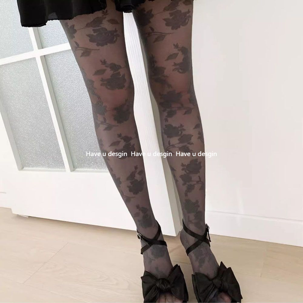 มี u desgin Rose รูปแบบถุงน่องสีขาว Pure Desire สไตล์ลูกไม้ Jacquard หวานภาษาฝรั่งเศสคําฤดูร้อนบางเฉียบโปร่งใสเนื้อขาสวย Pantyhose ผู้หญิง - รูปที่ 3