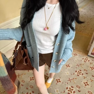 เสื้อยืดแขนยาวปักลาย Jacquard สไตล์เกาหลีของแท้ไหล่ Sli