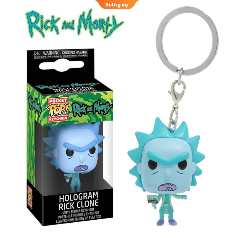 ในสต็อก Funko Pop!Rick And Morty HOLOGRAM RICK CLONE Pocket Pop พวงกุญแจรูปของเล่นตุ๊กตาเด็กวันเกิด