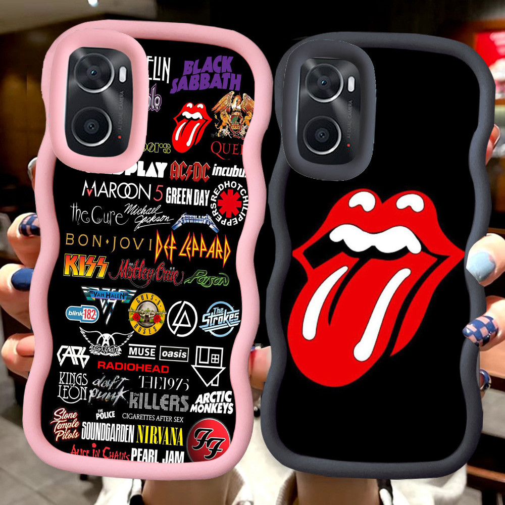 MERAH Z-48 Rock Band สีแดงสีดําสีชมพูปลอกสําหรับ OPPO A76 A96 A36 K10 Realme 9i