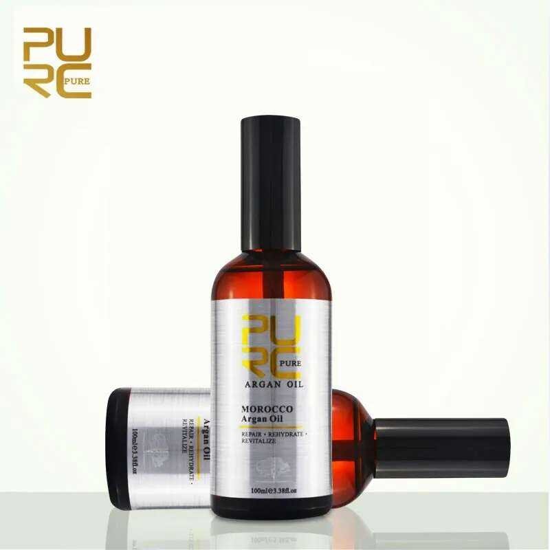 ▥ PURC โมร็อกโก Argan Oil Smoothing Straightening ความนุ่มนวล Shine ซ่อมแซม Frizz Hair Care ผลิ
