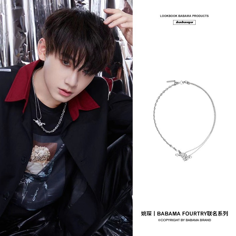 [618 pre-sale] babama trend partner fourtry style same couple necklace Yao Chen จี้สไตล์เดียวกัน