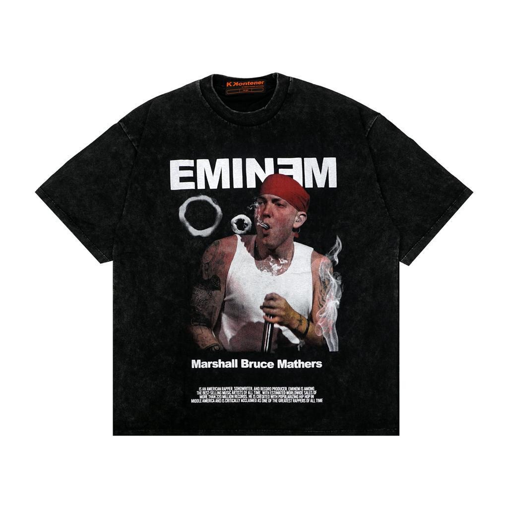 ในสต็อก Kkontener EMINEM SMOKE OVERSIZE TSHIRT WASHING