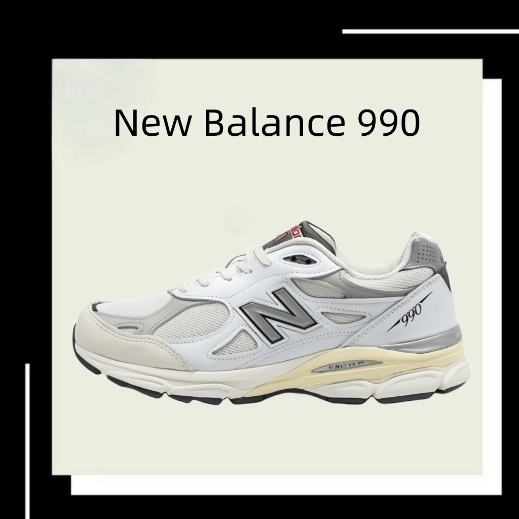 New Balance NB Teddy Made 990 v3 white ของแท้ 100 % gentleman Woman style Sports shoes Running shoe